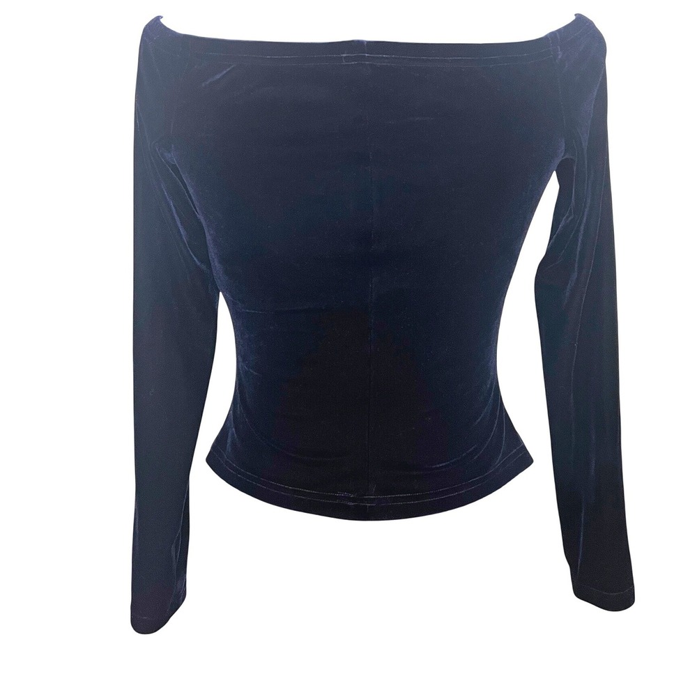 Vintage Scott McClintock Millennium 2000 Navy Blue Velvet Y2KTop S Goth Romantic - Picture 3 of 7